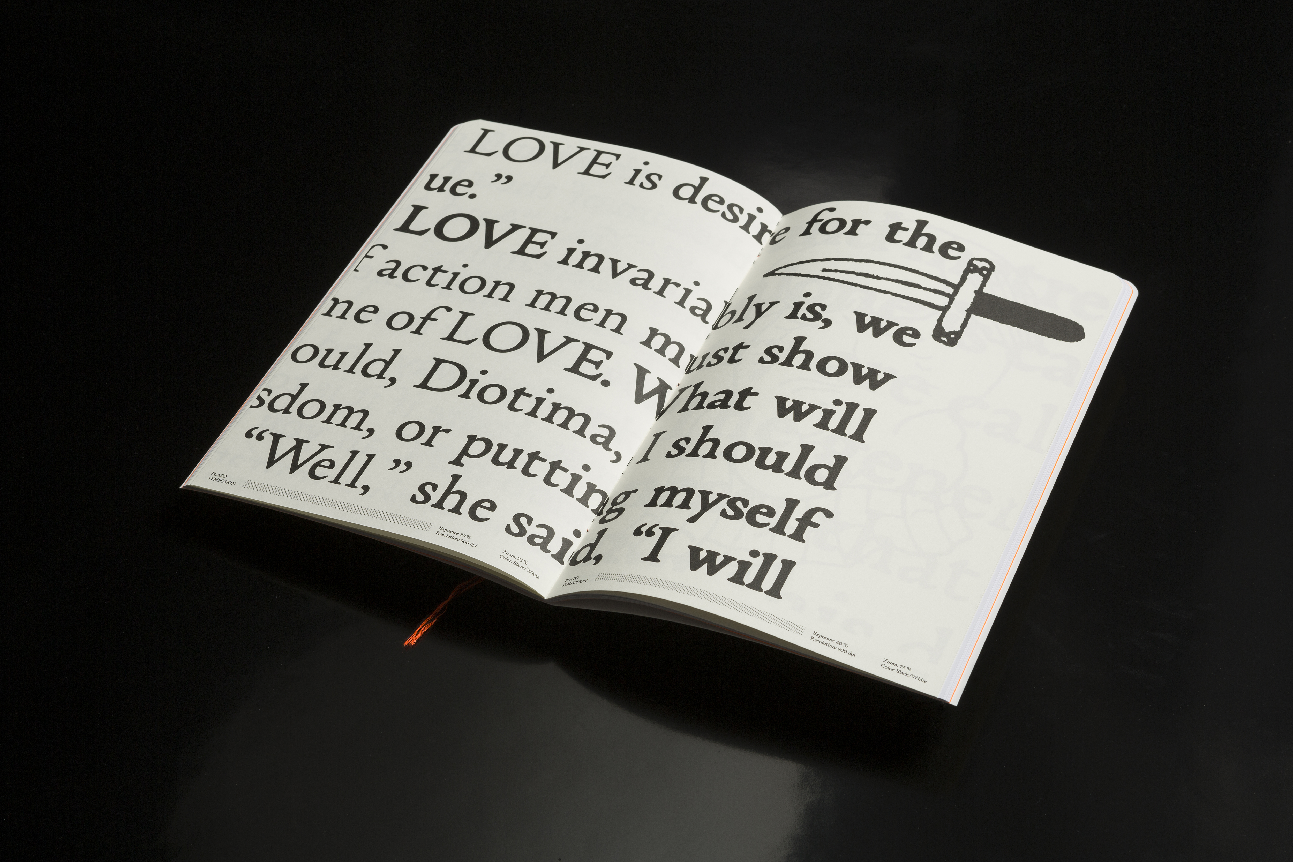 Close-up of a Creatura font specimen page showcasing large, bold text from a literary passage. This experimental typeface presentation captures expressive typography.